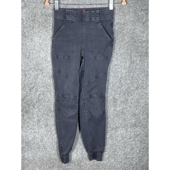 Spanx Stretch‎ Twill Cargo Jogger Jeans Womens Size XS Gray Pockets Ankle Zip - Picture 1 of 10
